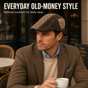 Black cotton flat cap product view with soft crown and buckle