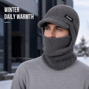 Men’s black winter hood with integrated neck warmer