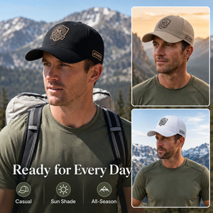 Black, white, and khaki embroidered baseball caps with soft crown and casual outdoor style