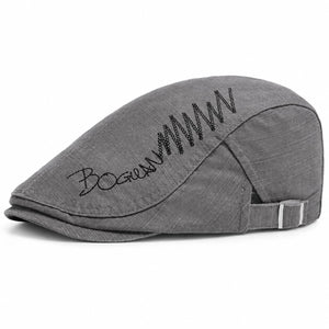 Gray cotton ivy flat cap SKU image with adjustable side buckle