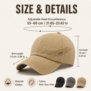 Man wearing black cotton baseball cap with embroidered detail for casual hiking and outdoor wear