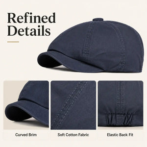 Vintage newsboy cap color options in black khaki olive light beige gray navy and brown
