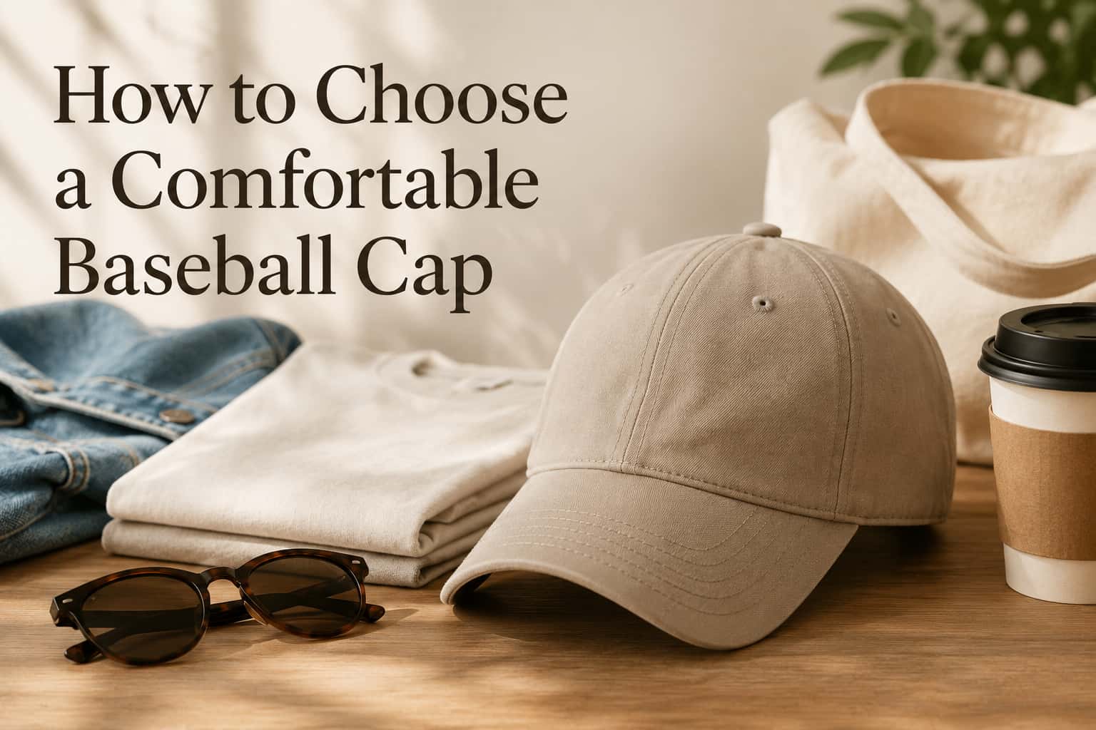 Neutral baseball cap styled with everyday casual outfit pieces for daily wear
