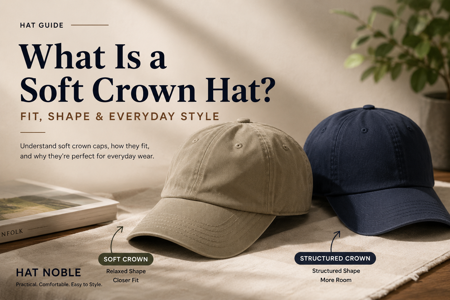 Man wearing a khaki soft crown baseball cap with a relaxed low-profile fit in a modern casual café setting.