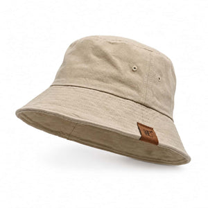 Beige cotton bucket hat on white background for color variant image
