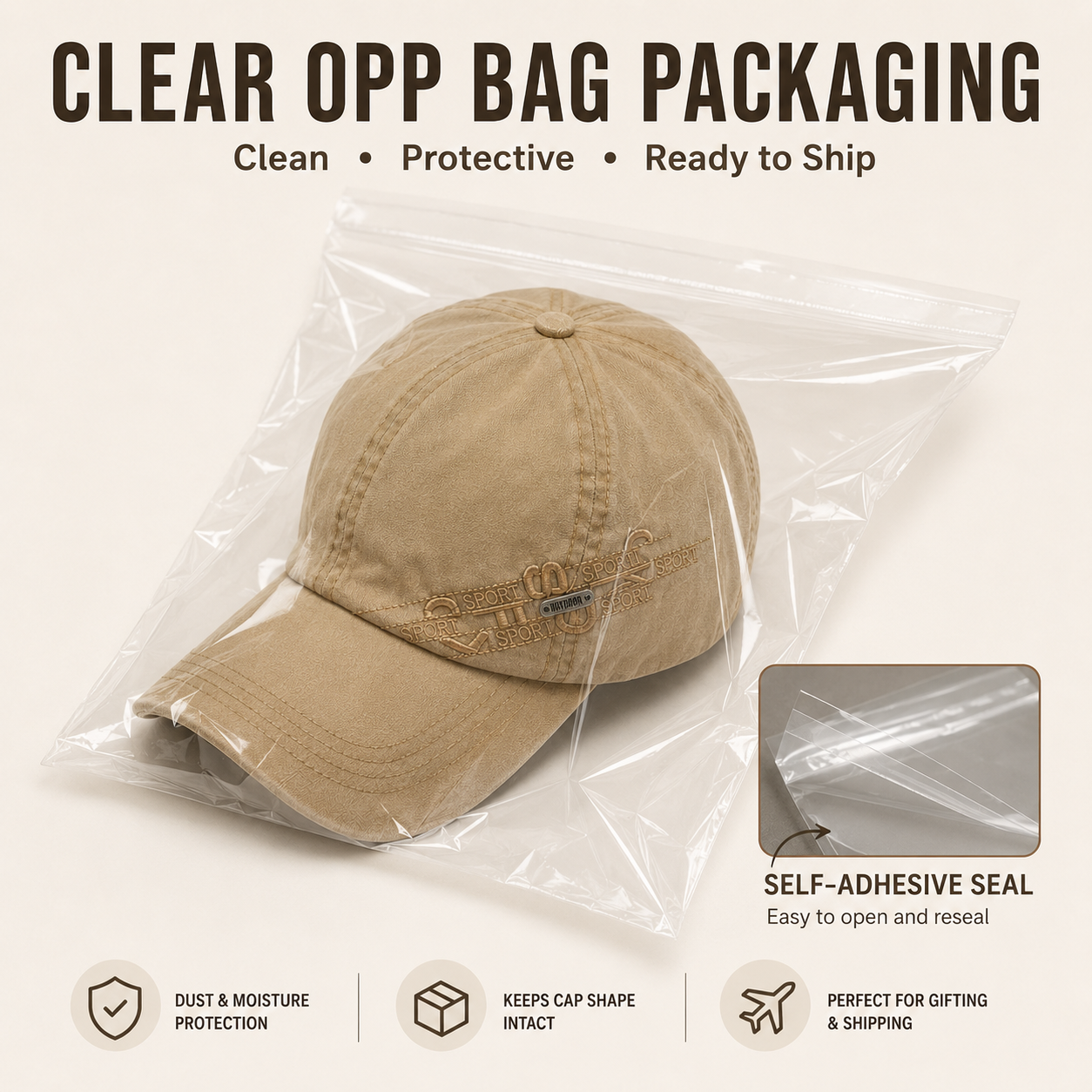 Man wearing khaki cotton baseball cap with curved brim on mountain hiking trail