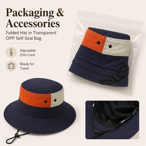 Color block summer outdoor bucket hat with breathable ventilation, wide protective brim, foldable design, and comfortable lining