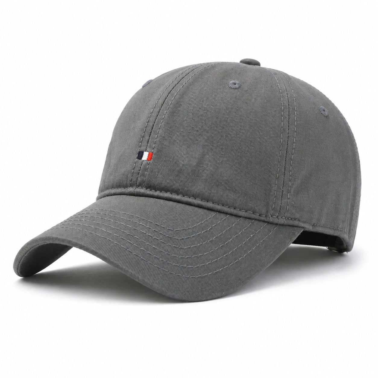 Gray cotton sun protection baseball cap with curved brim and lightweight everyday design.