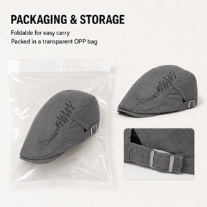 Gray ivy flat cap size and specifications with brim and crown measurements