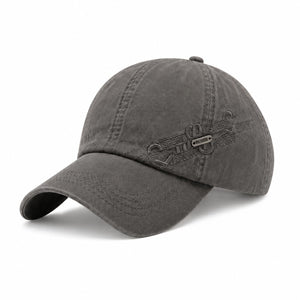 Gray men's textured baseball cap with curved brim, side sport detail, and casual everyday style on a clean white background.