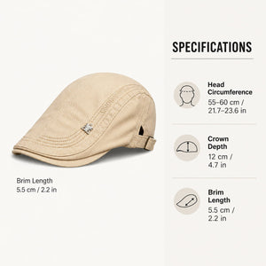 Khaki cotton flat cap with transparent self-seal bag packaging