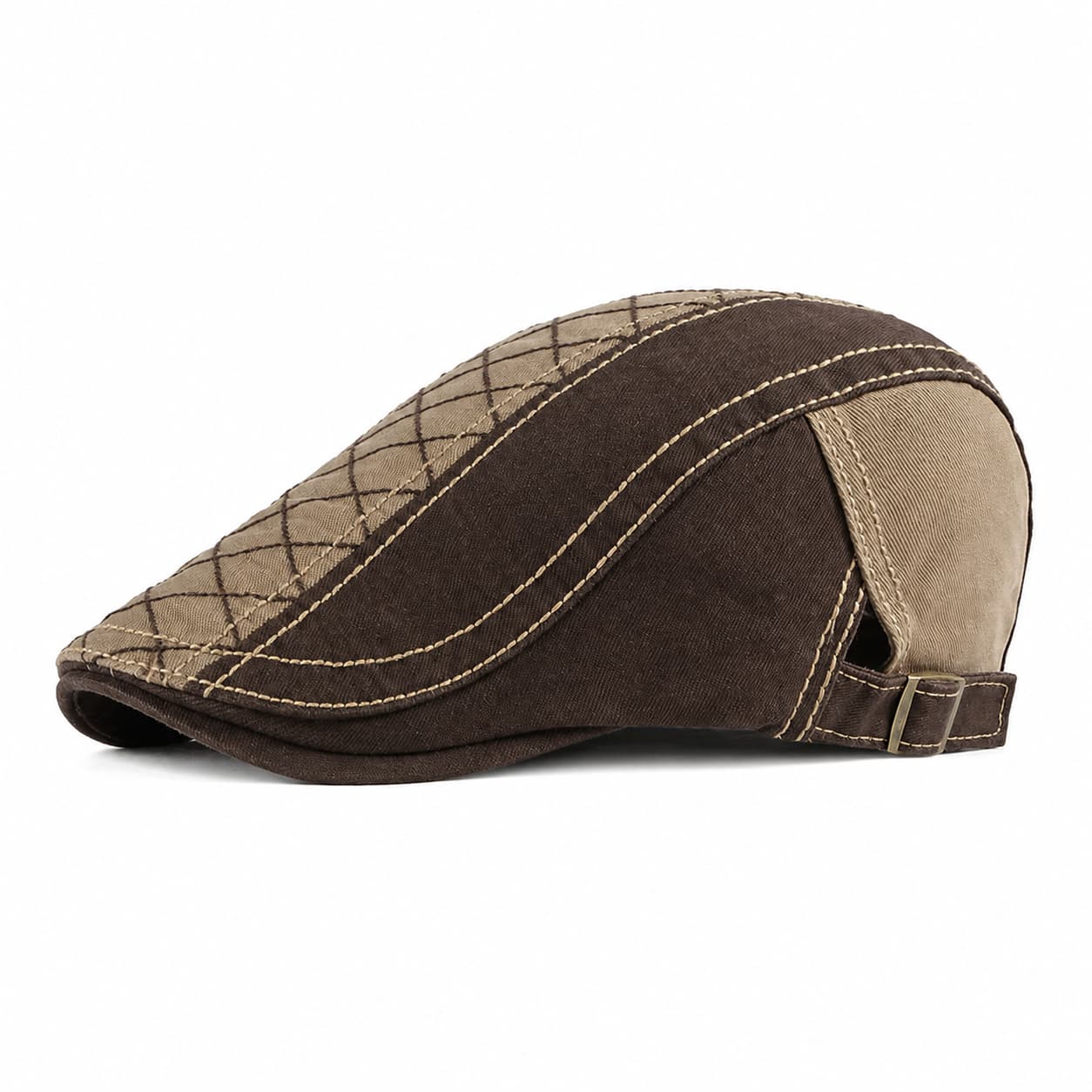 Khaki cotton flat cap SKU image with vintage ivy cap shape