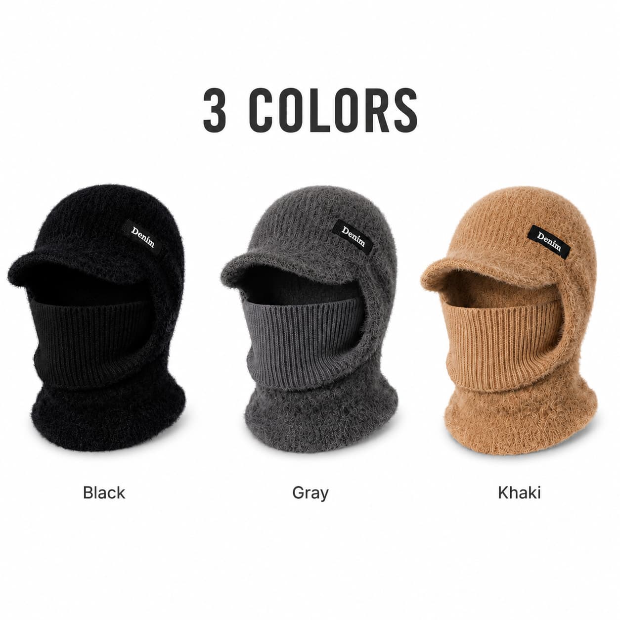 Three-color men’s winter hooded neck warmer collection