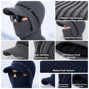 Gray and navy visor balaclava construction detail gallery