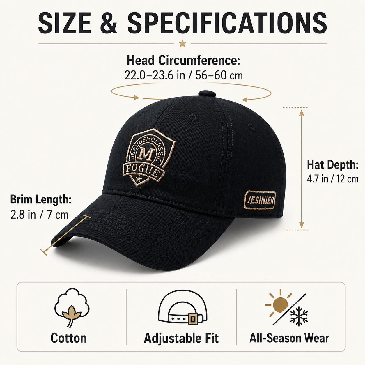 Black embroidered baseball cap worn outdoors with mountain background for hiking and everyday sun shade