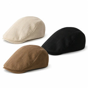 Unisex vintage flat cap in beige black and brown colors