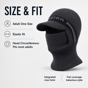 Adult one-size gray visor balaclava with elastic fit